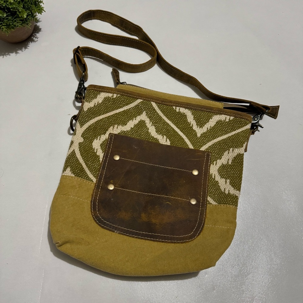 Myra‎ Bag Western Boho Leather Canvas Mail Bag Crossbody Shoulder Purse